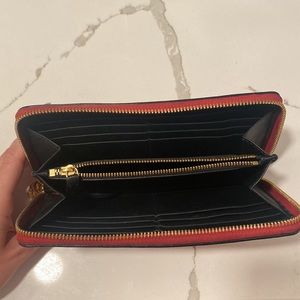 Alexander McQueen Red Leather Continental Zip Around Wallet